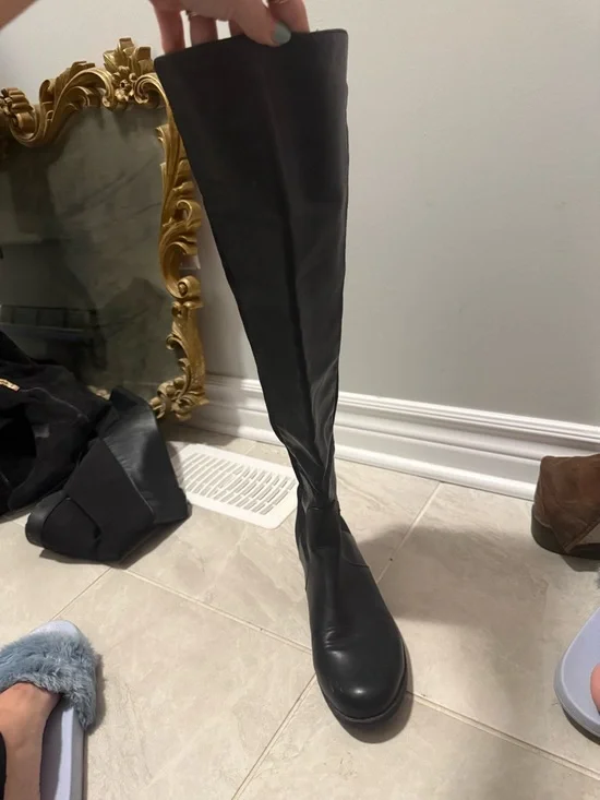 UNSILLEANZ knee high faux leather with back stretch panel boot - Picture 4 of 9